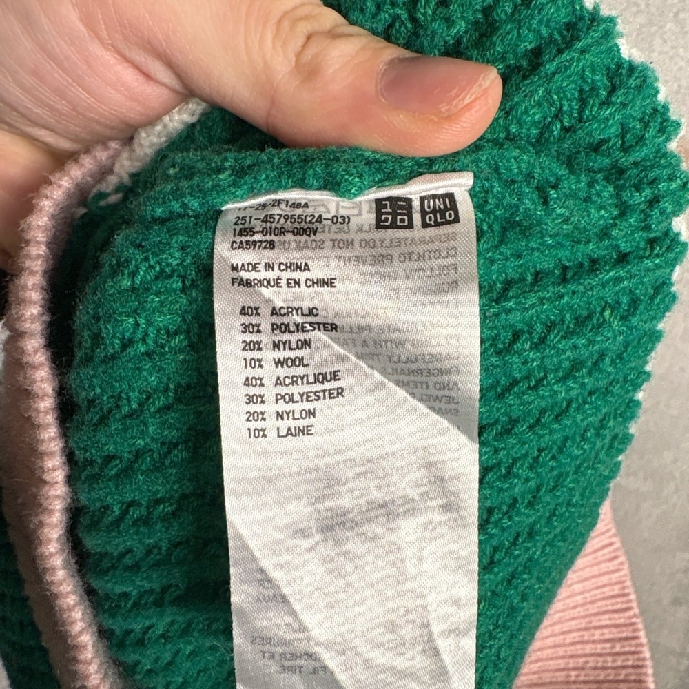 Marni x Uniqlo Green Pink Colorblock Waffle Knit Sweater Vest V-Neck Womens M - Picture 6 of 7